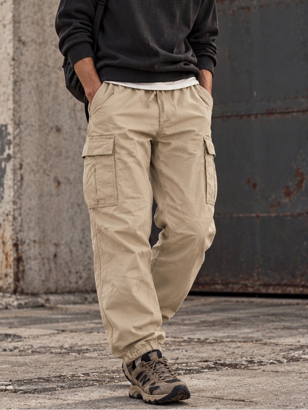 H&M Men’s Regular Fit Cargo Pants Khaki Beige Medium
